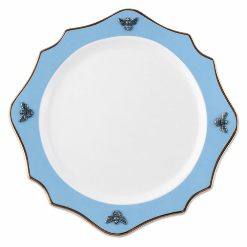 Bee Bone China Charger Blue with Gold Rim 1