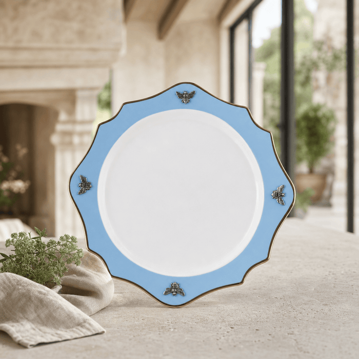 Bee Bone China Charger Blue with Gold Rim 2