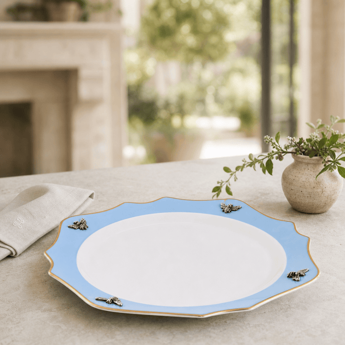 Bee Bone China Charger Blue with Gold Rim 3