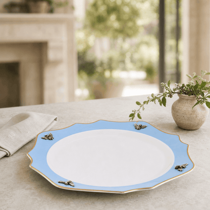 Bee Bone China Charger Blue with Gold Rim 3