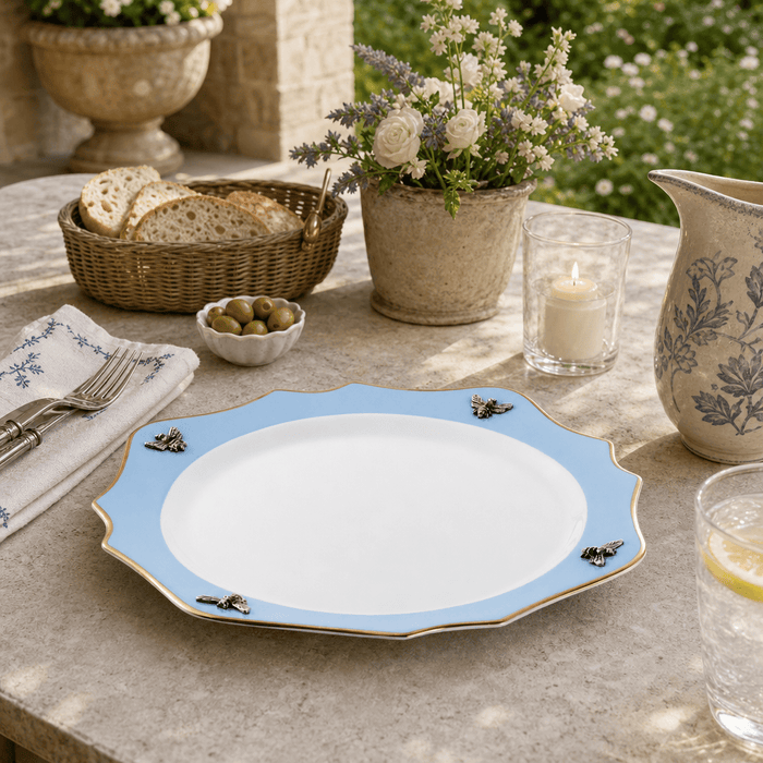 Bee Bone China Charger Blue with Gold Rim 5