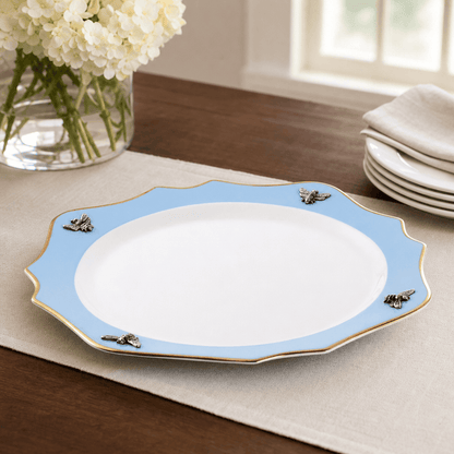 Bee Bone China Charger Blue with Gold Rim 6