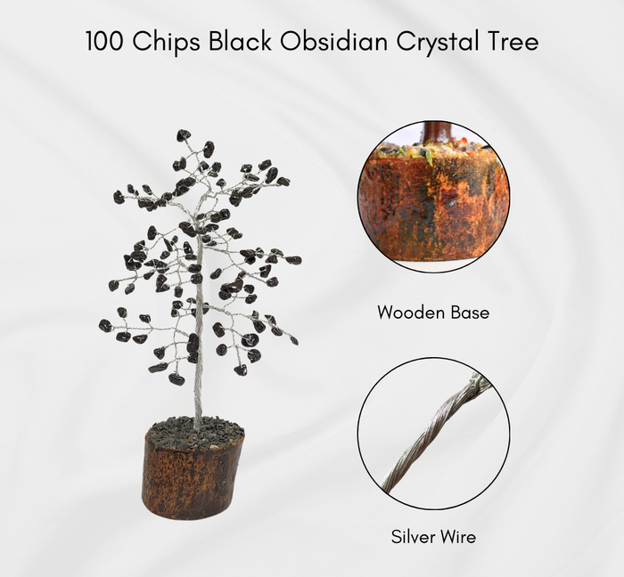 Black Obsidian Gemstone Tree, Crystal Tree Of Life.