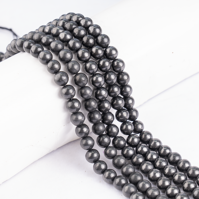 Black Shungite Beads, Natural Round Crystal Beads 6mm to 10mm