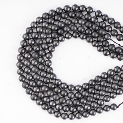Black Shungite Beads, Natural Round Crystal Beads 6mm to 10mm