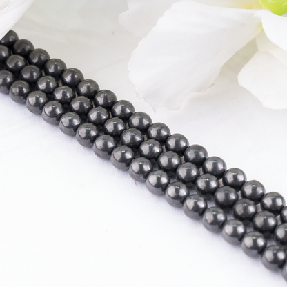 Black Shungite Beads, Natural Round Crystal Beads 6mm to 10mm