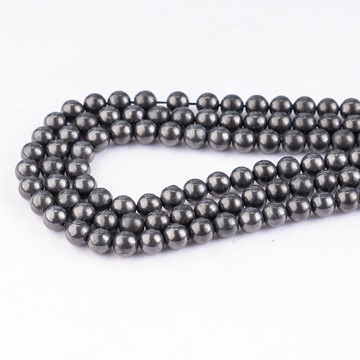 Black Shungite Beads, Natural Round Crystal Beads 6mm to 10mm