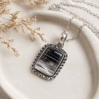 Black Sulemani Agate Pendants – Natural Crystal Pendants Healing Cabochon Pendants