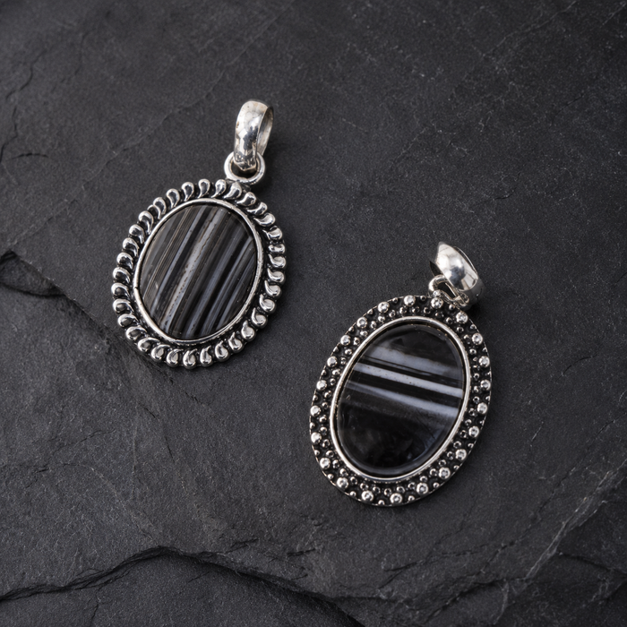 Black Sulemani Agate Pendants – Natural Crystal Pendants Healing Cabochon Pendants
