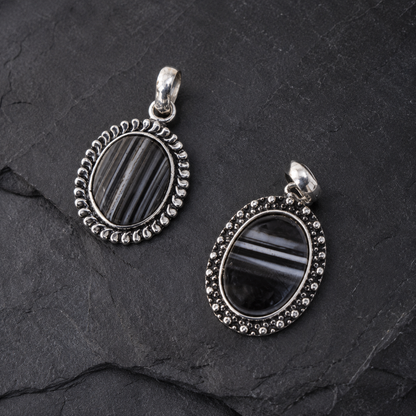 Black Sulemani Agate Pendants – Natural Crystal Pendants Healing Cabochon Pendants