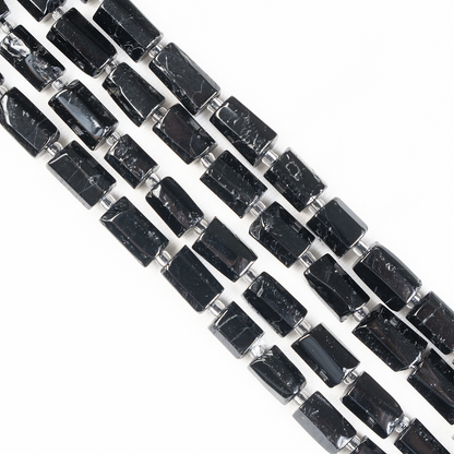 Black Toumaline Gemstone Pipe Bead, Crystal Healing Tube Beads.
