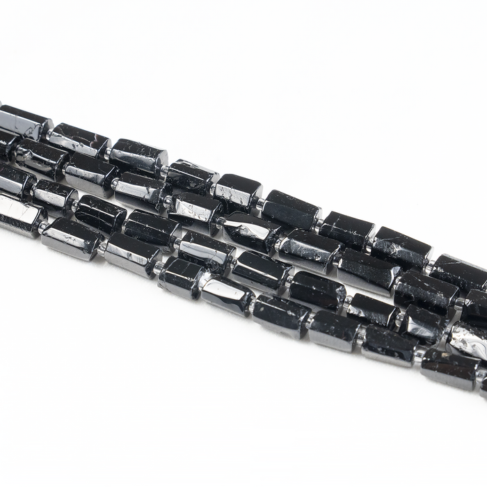 Black Toumaline Gemstone Pipe Bead, Crystal Healing Tube Beads.