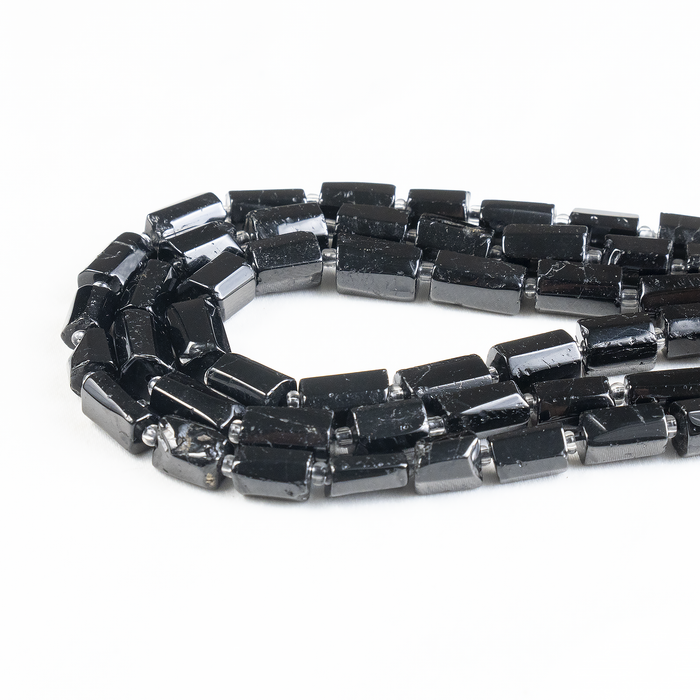 Black Toumaline Gemstone Pipe Bead, Crystal Healing Tube Beads.