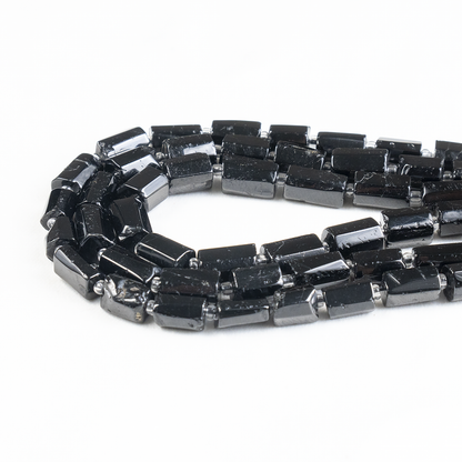 Black Toumaline Gemstone Pipe Bead, Crystal Healing Tube Beads.
