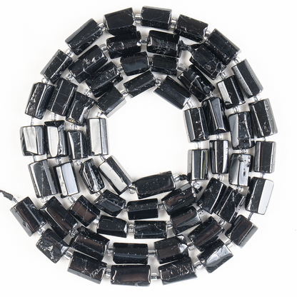 Black Toumaline Gemstone Pipe Bead, Crystal Healing Tube Beads.