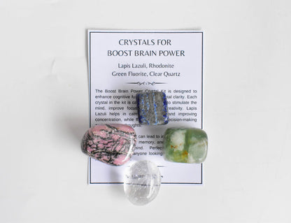 BOOST BRAIN POWER PACK Crystal Kit, Crystal Gift Kit.
