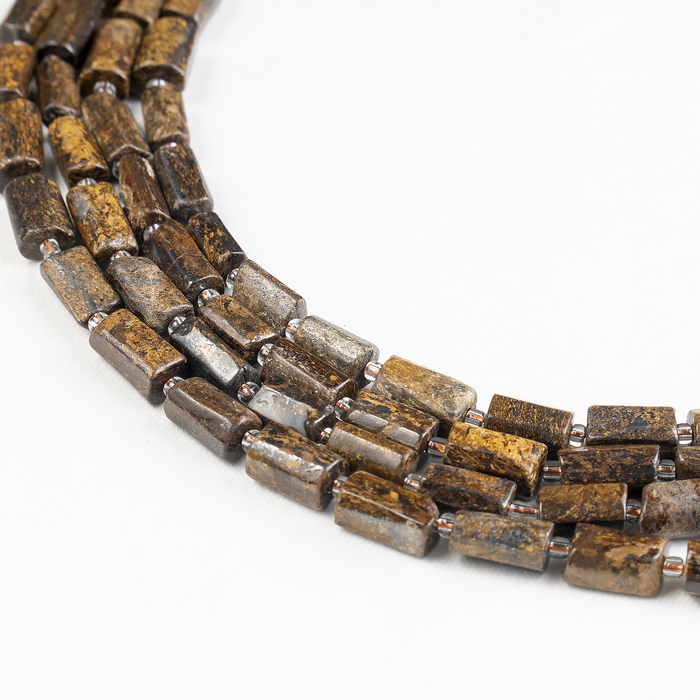 Bronzite  Gemstone Pipe Bead, Crystal Healing Tube Beads.