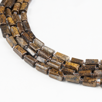Bronzite  Gemstone Pipe Bead, Crystal Healing Tube Beads.