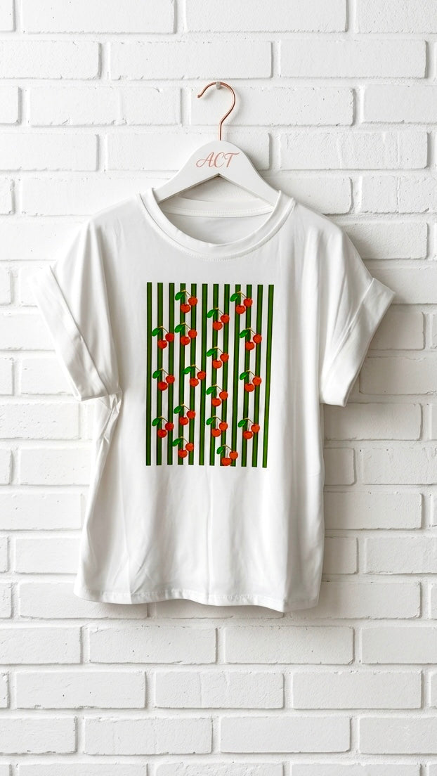 Camiseta cerezas +1 color