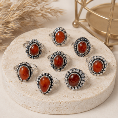Carnelian rings – Gemstone rings Natural Crystal Healing Jewelry Collection
