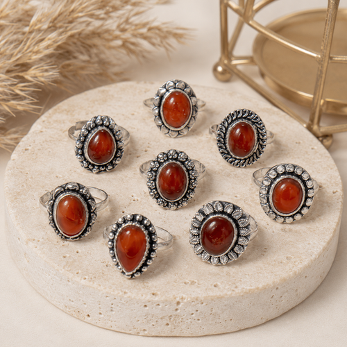 Carnelian rings – Gemstone rings Natural Crystal Healing Jewelry Collection