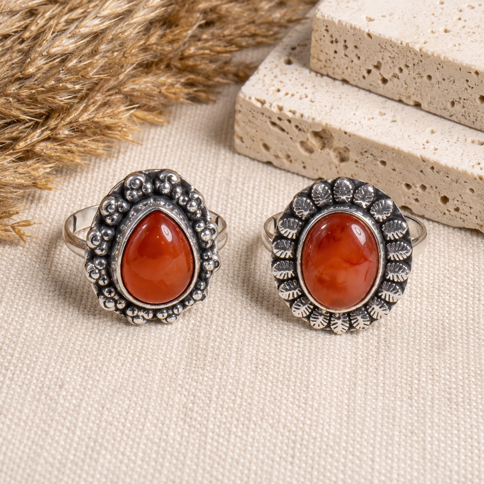 Carnelian rings – Gemstone rings Natural Crystal Healing Jewelry Collection
