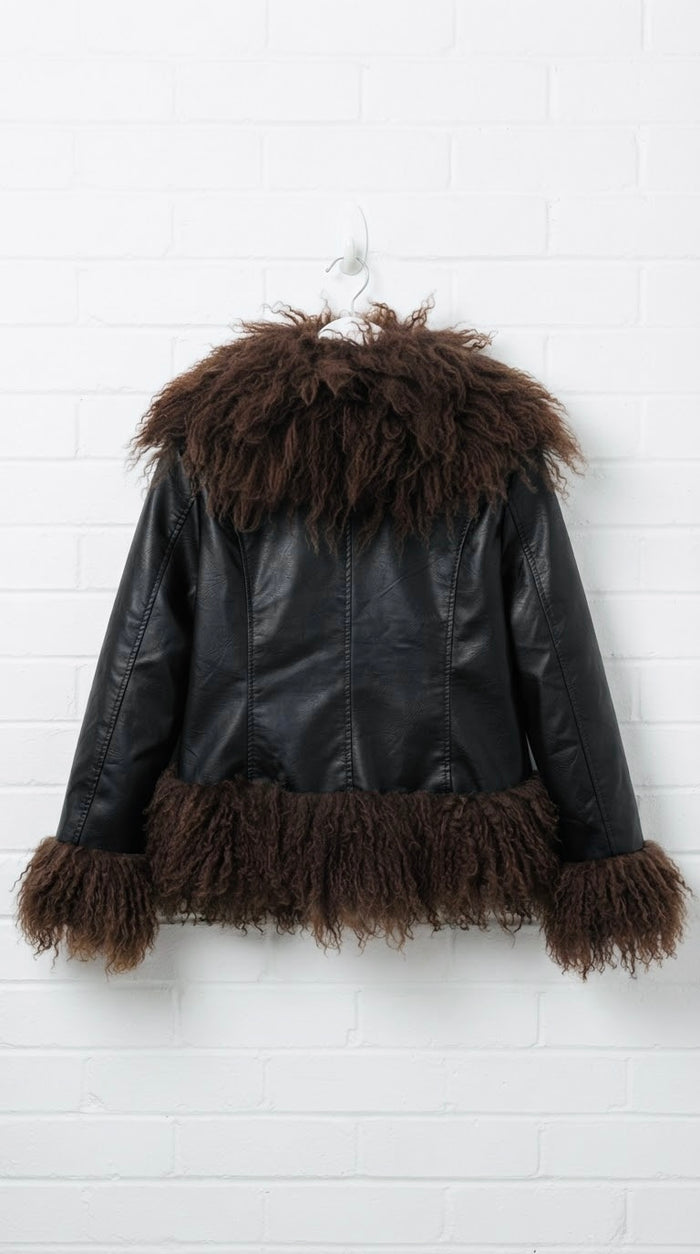 Chaqueta Bohème efecto piel y borreguito