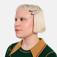 Chunks Hair Claw in Oval Vanilla Stripe