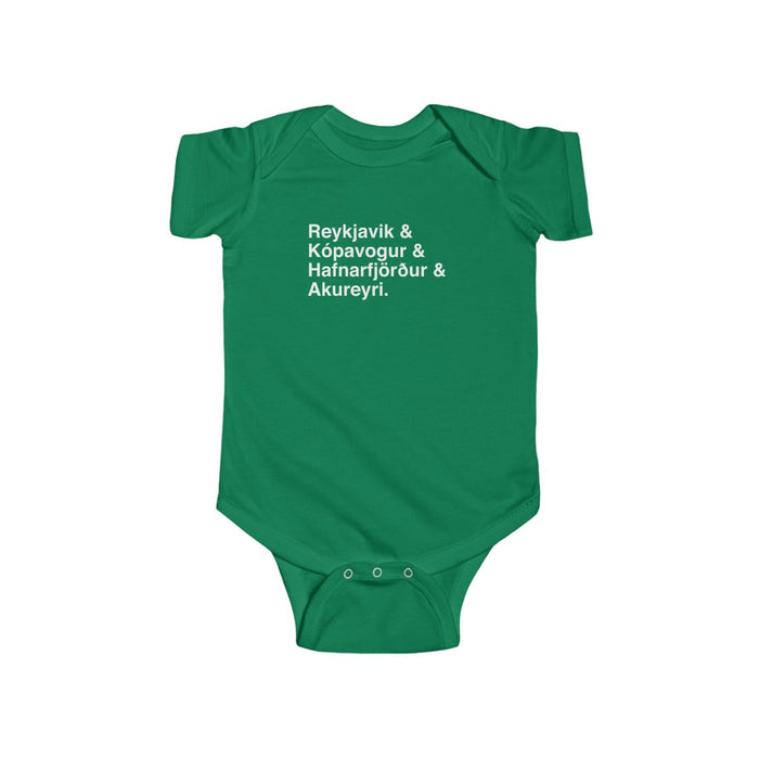 Cities Of Iceland Baby Bodysuit Scandinavian Design Studio