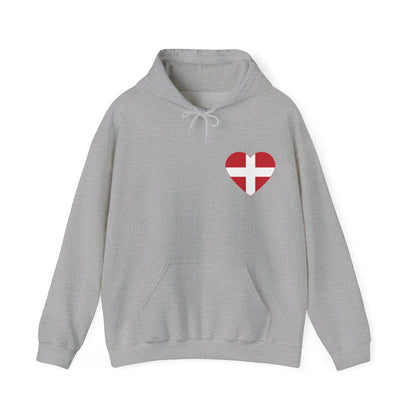 Danish Flag Heart Hooded Sweatshirt