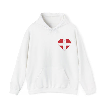 Danish Flag Heart Hooded Sweatshirt