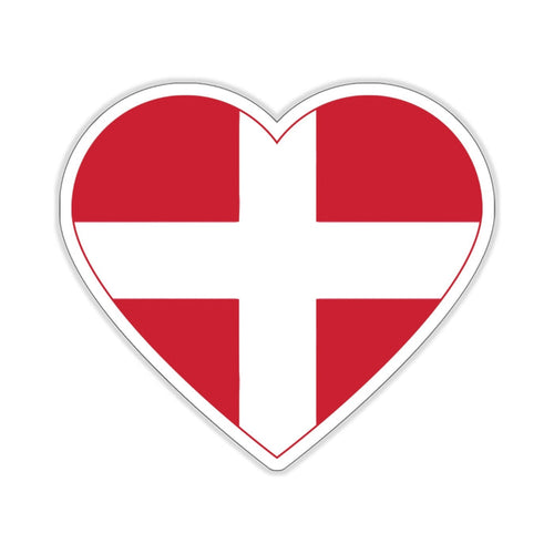 Danish Flag Heart Sticker Scandinavian Design Studio
