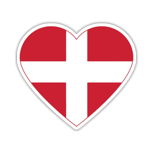 Danish Flag Heart Sticker Scandinavian Design Studio