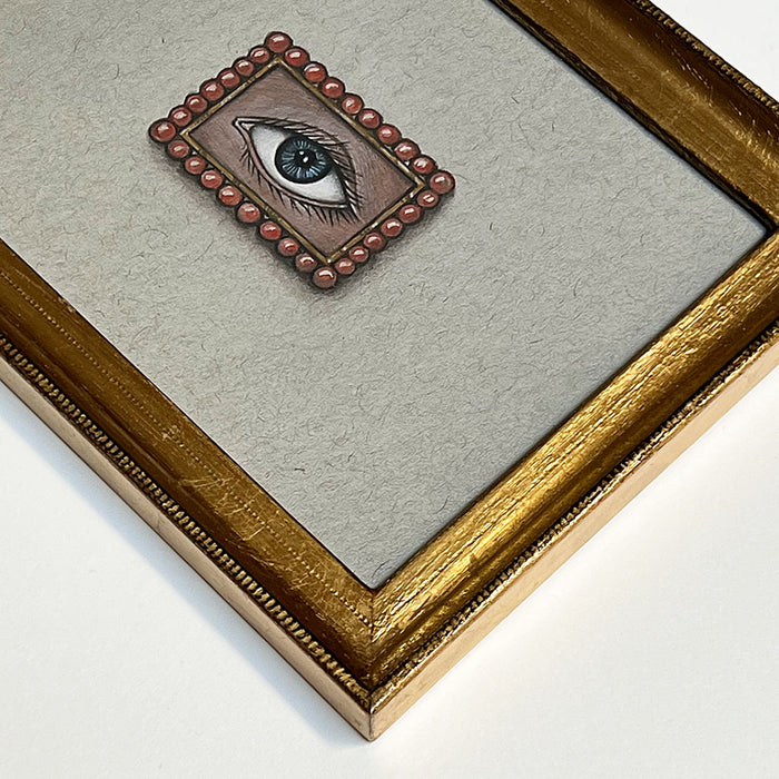 Don Carney Lover's Eye with Coral Beads Art Print in Gold Frame