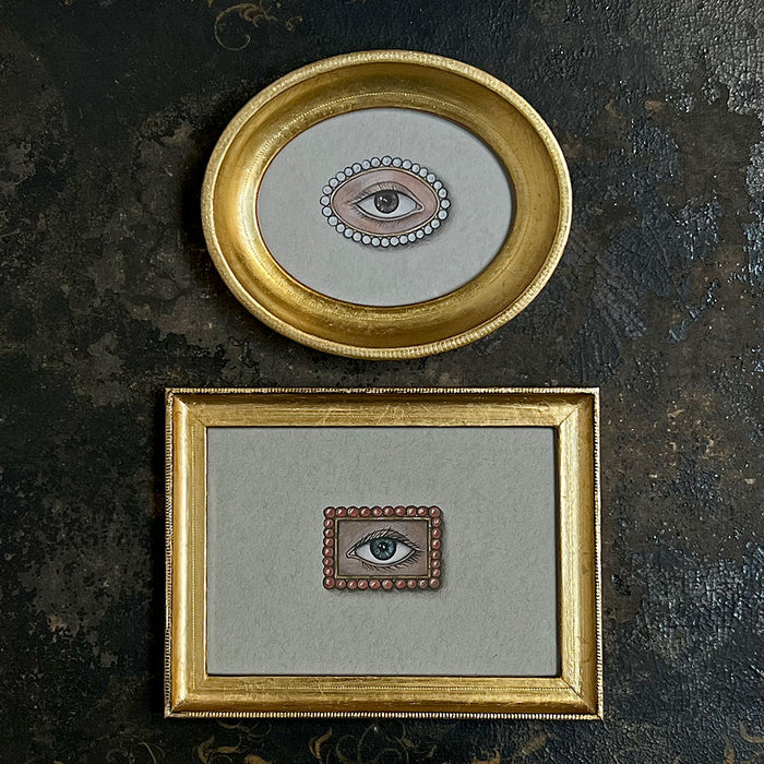Don Carney Lover's Eye with Coral Beads Art Print in Gold Frame