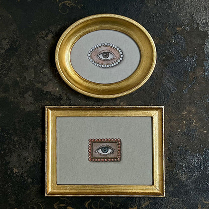 Don Carney Lover's Eye with Coral Beads Art Print in Gold Frame