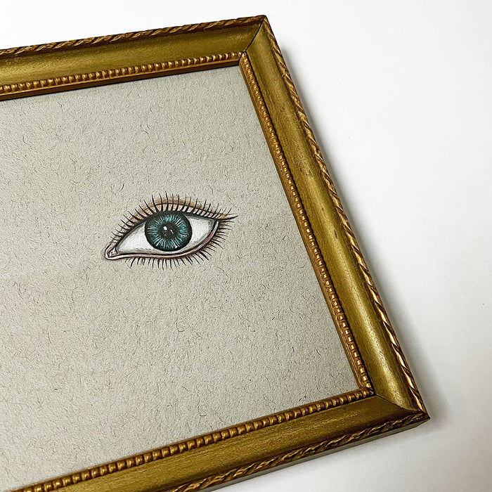 Don Carney Pair of Blue Eyes Art Print in Vintage Gold Tone Frame