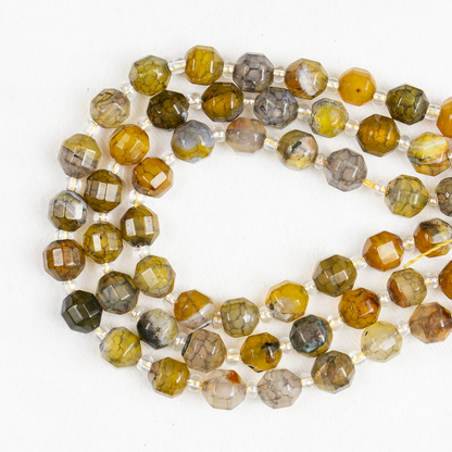 Dragon Vein Green Faceted Prism Cut Beads.  For Jewelry Making
