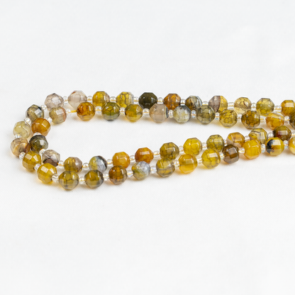 Dragon Vein Green Faceted Prism Cut Beads.  For Jewelry Making