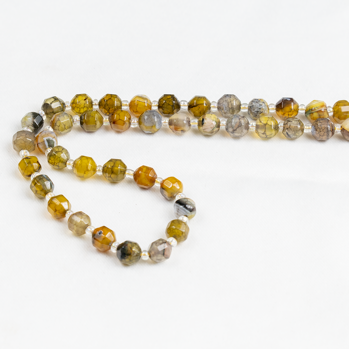 Dragon Vein Green Faceted Prism Cut Beads.  For Jewelry Making