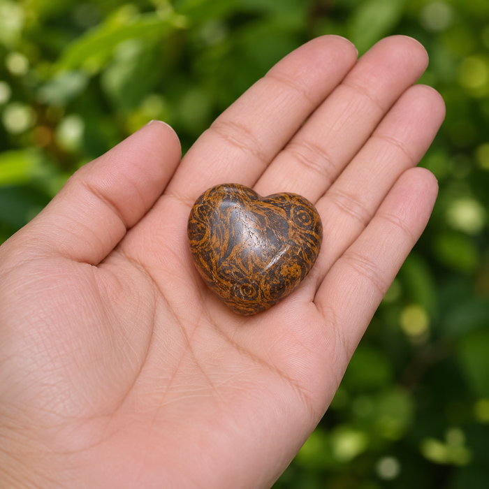 Elephant Jasper Heart Crystal, Puffy Mini 1 Inch Pocket Crystal Heart