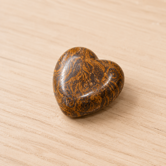 Elephant Jasper Heart Crystal, Puffy Mini 1 Inch Pocket Crystal Heart