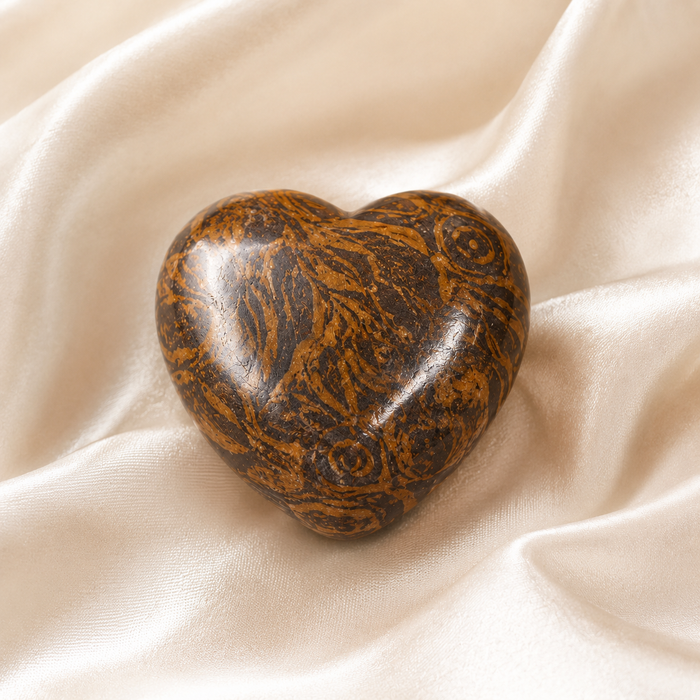 Elephant Jasper Heart Crystal, Puffy Mini 1 Inch Pocket Crystal Heart