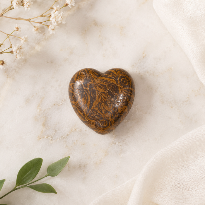 Elephant Jasper Heart Crystal, Puffy Mini 1 Inch Pocket Crystal Heart