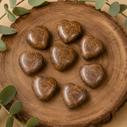 Elephant Jasper Heart Crystal, Puffy Mini 1 Inch Pocket Crystal Heart
