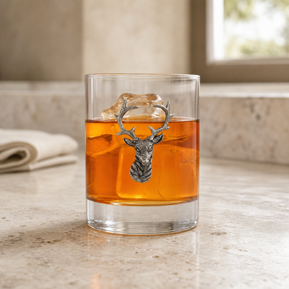 Elk Head Double Old Fashion Bar Glass 2