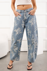 Full Of Joy Floral Barrel Mittoshop Jeans (Denim)