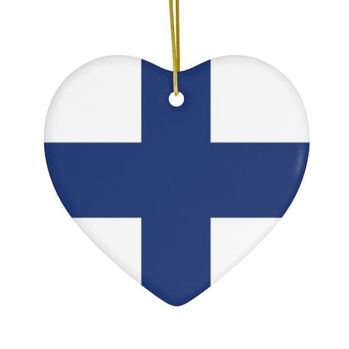 Finnish Flag Heart Ornament Scandinavian Design Studio