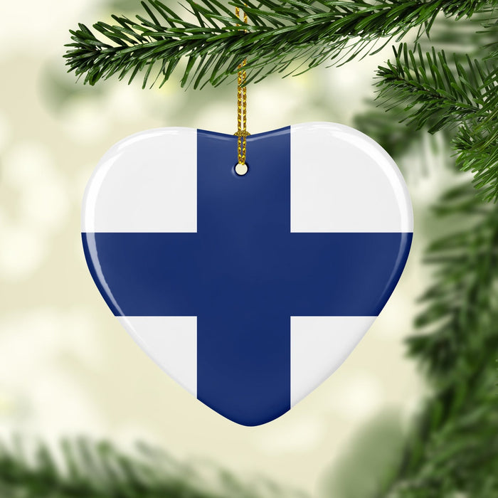 Finnish Flag Heart Ornament Scandinavian Design Studio