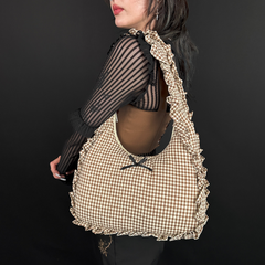 Gingham Ruffled Shoulder Purse